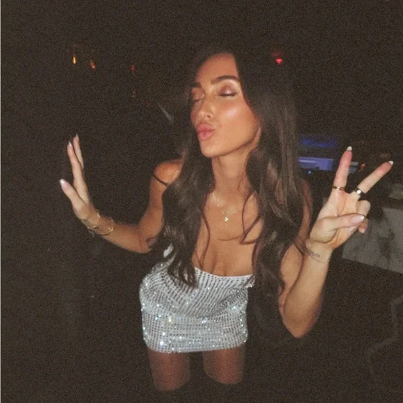 Oh Polly White Embellished Halterneck Mini Dress - Picture 3 of 4